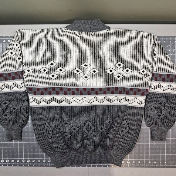 Vintage Hess Sweater Mens XL Mock Neck Italy Geometric Cosby Nordic Preppy Retro - Picture 4 of 7
